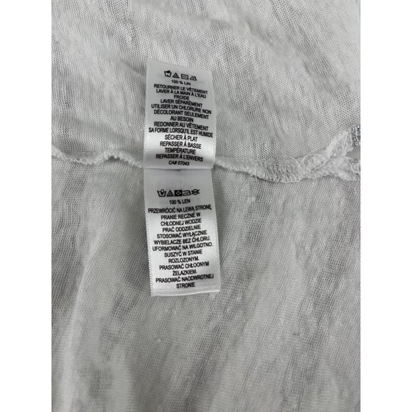 Artisan NY hi lo linen top small white silver elephants short sleeve - Picture 9 of 10